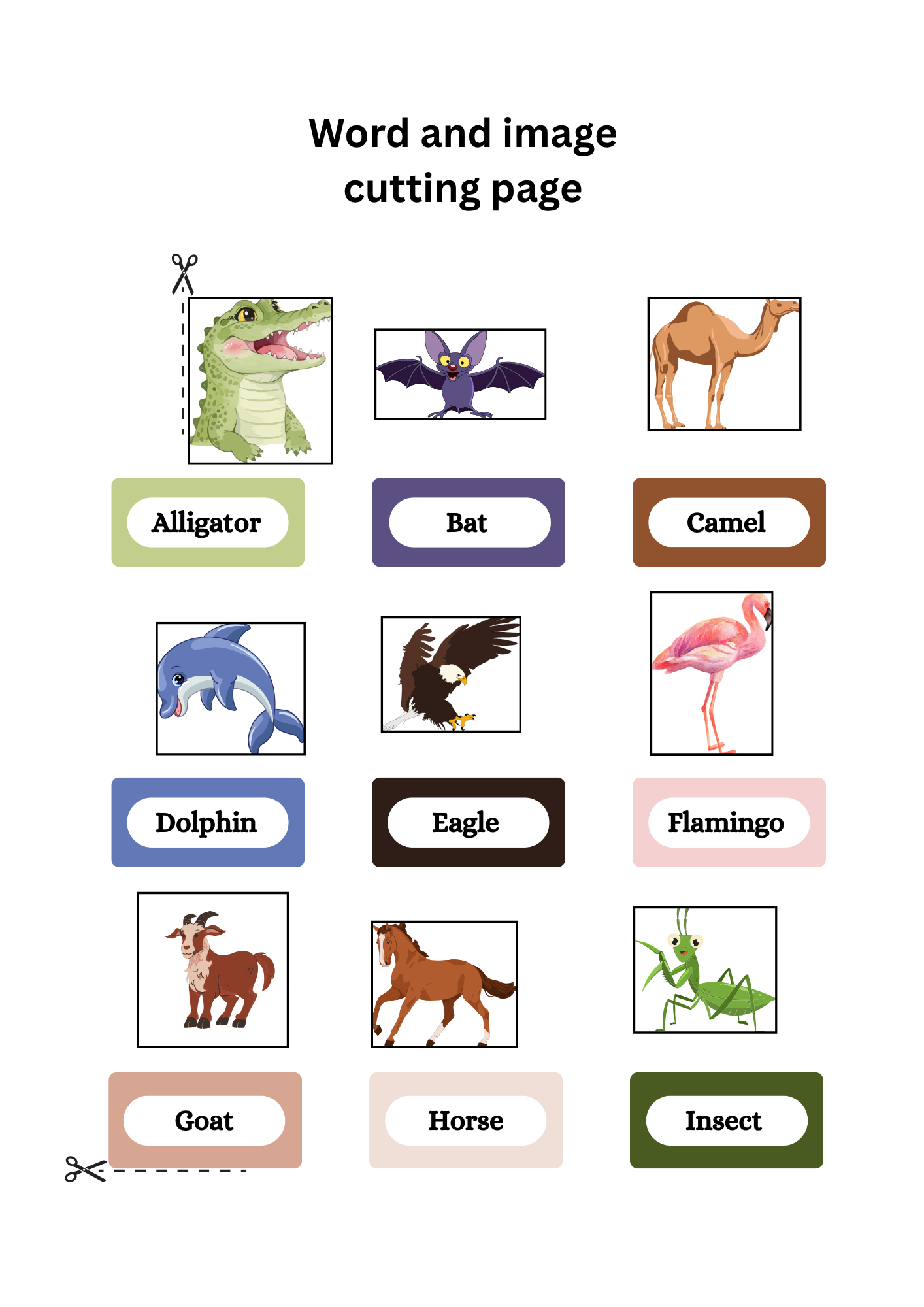 printable animal flashcards & matching pdf printable animal flashcards & matching pdf