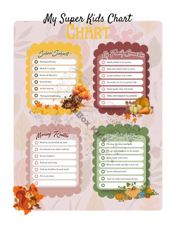 Autumn Kids Printable Schedule - Aesthetic Routine Chart